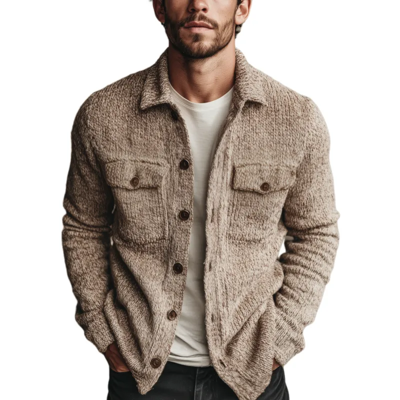 Men's Classic Casual Lapel Shirt-style Knit Cardigan MTA2502J5K sold by Manly