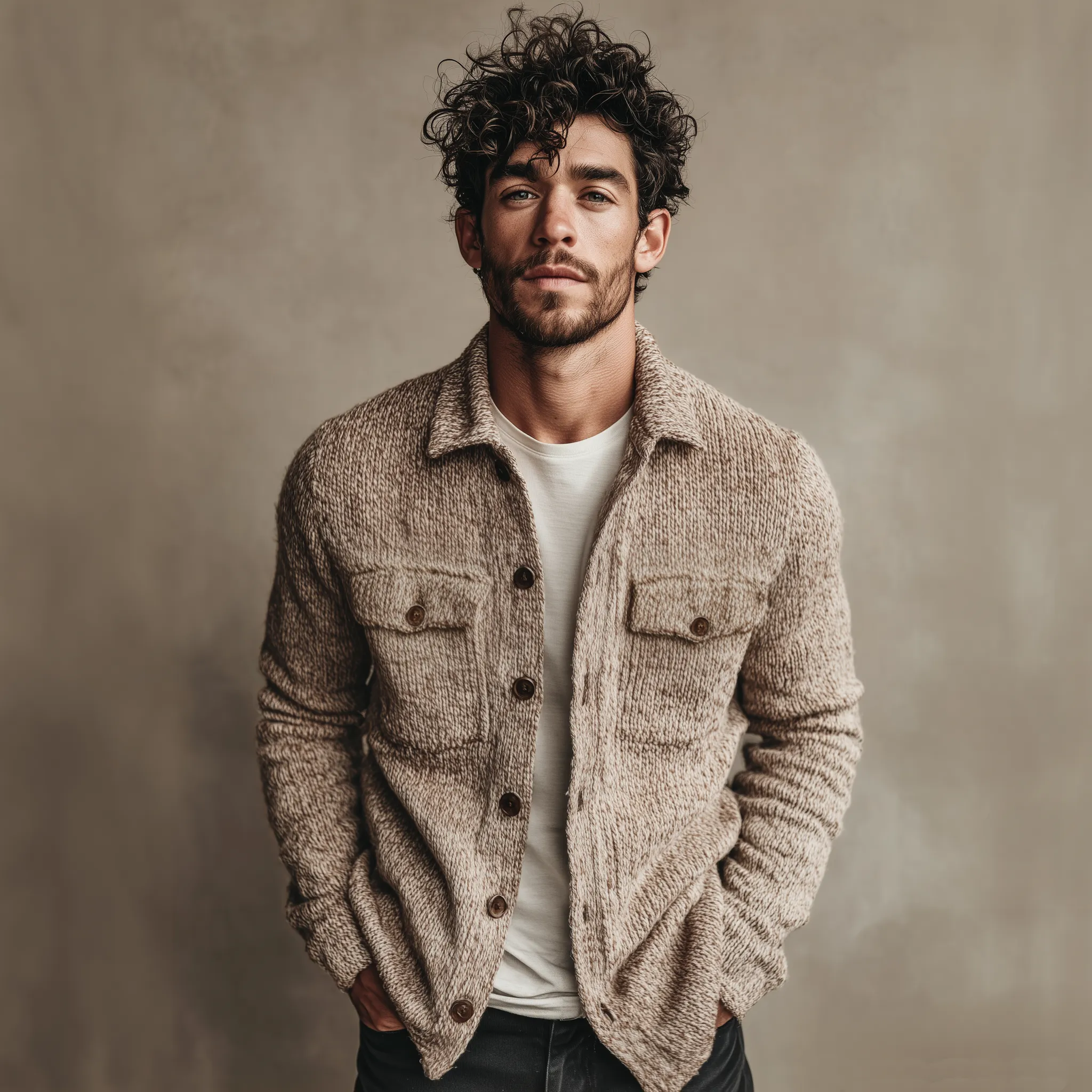 Men's Classic Casual Lapel Shirt-style Knit Cardigan MTA2502J5K sold by Manly product image thumbnail 2