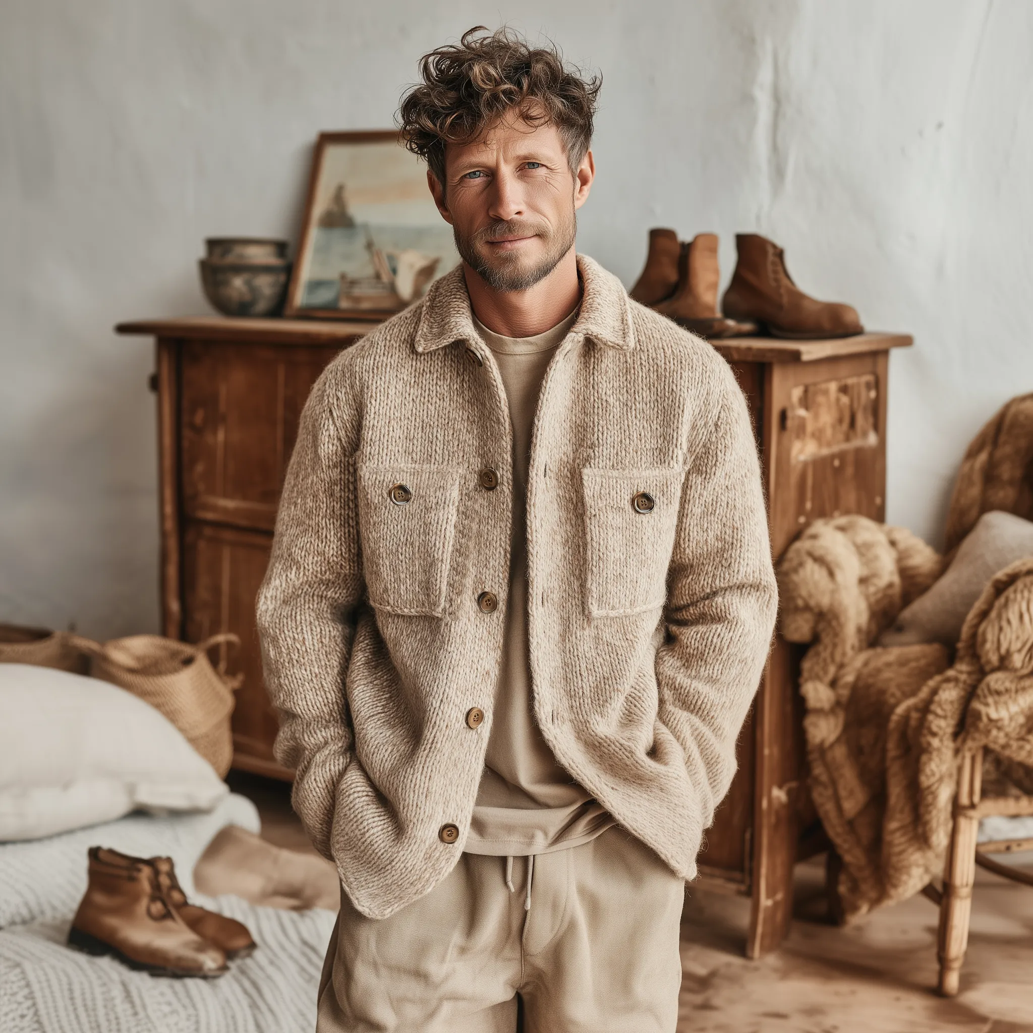 Men's Classic Casual Shirt-Style Cardigan MTA2575J9K sold by Manly product image thumbnail 2