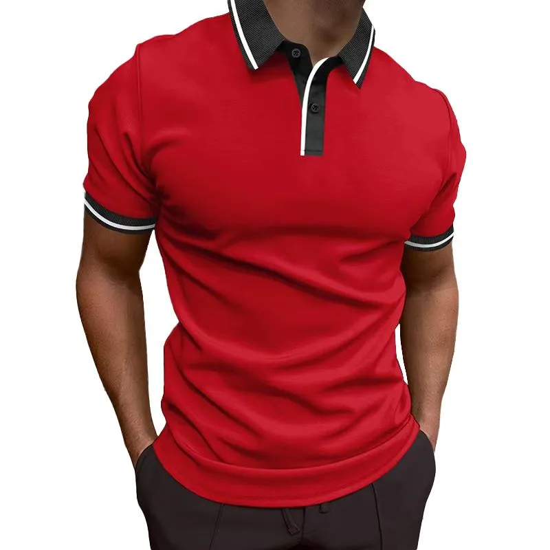 Men's Colorblock Lapel Short Sleeve Polo Shirt 70989049Z sold by Manly