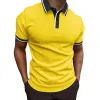Men's Colorblock Lapel Short Sleeve Polo Shirt 70989049Z sold by Manly