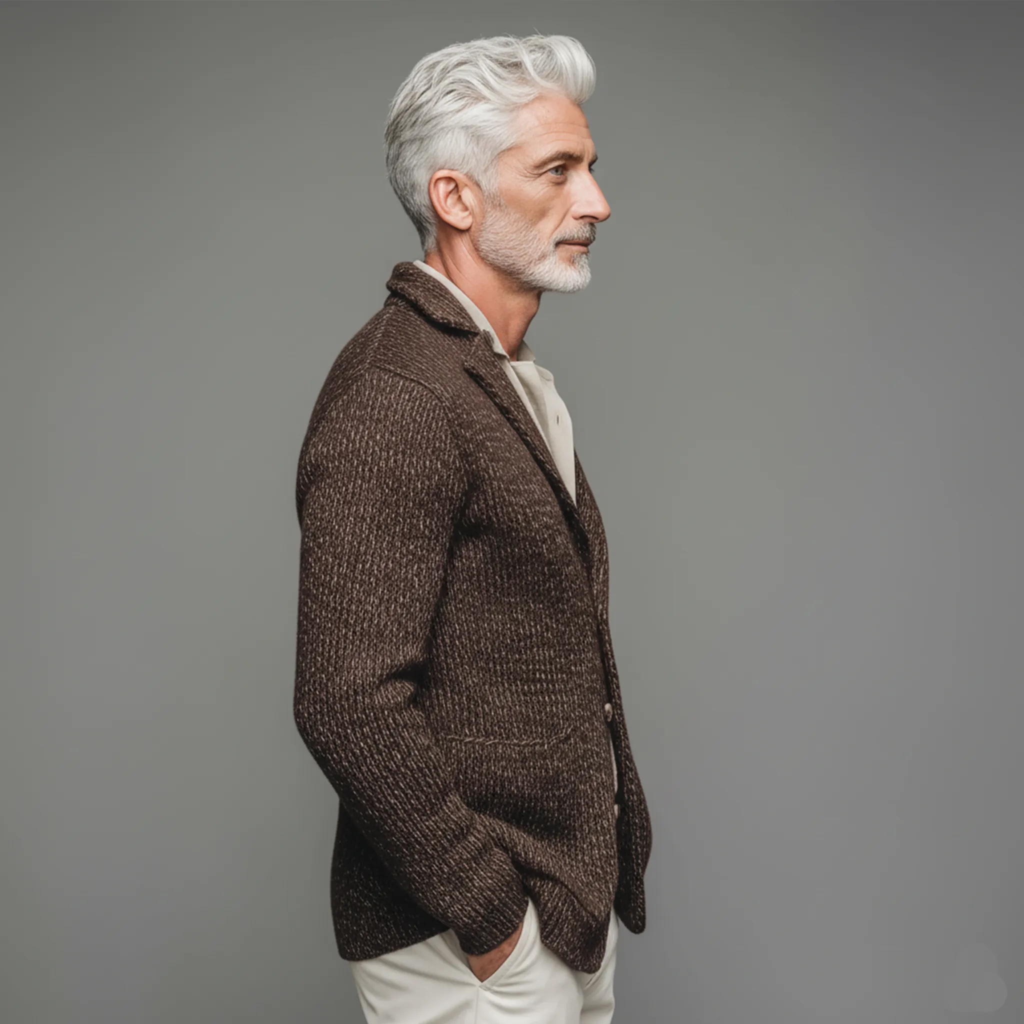 Men's Classic Casual Suit Collar Single-Breasted Slim Fit Knit Cardigan MTA3057J2K sold by Manly product image thumbnail 3