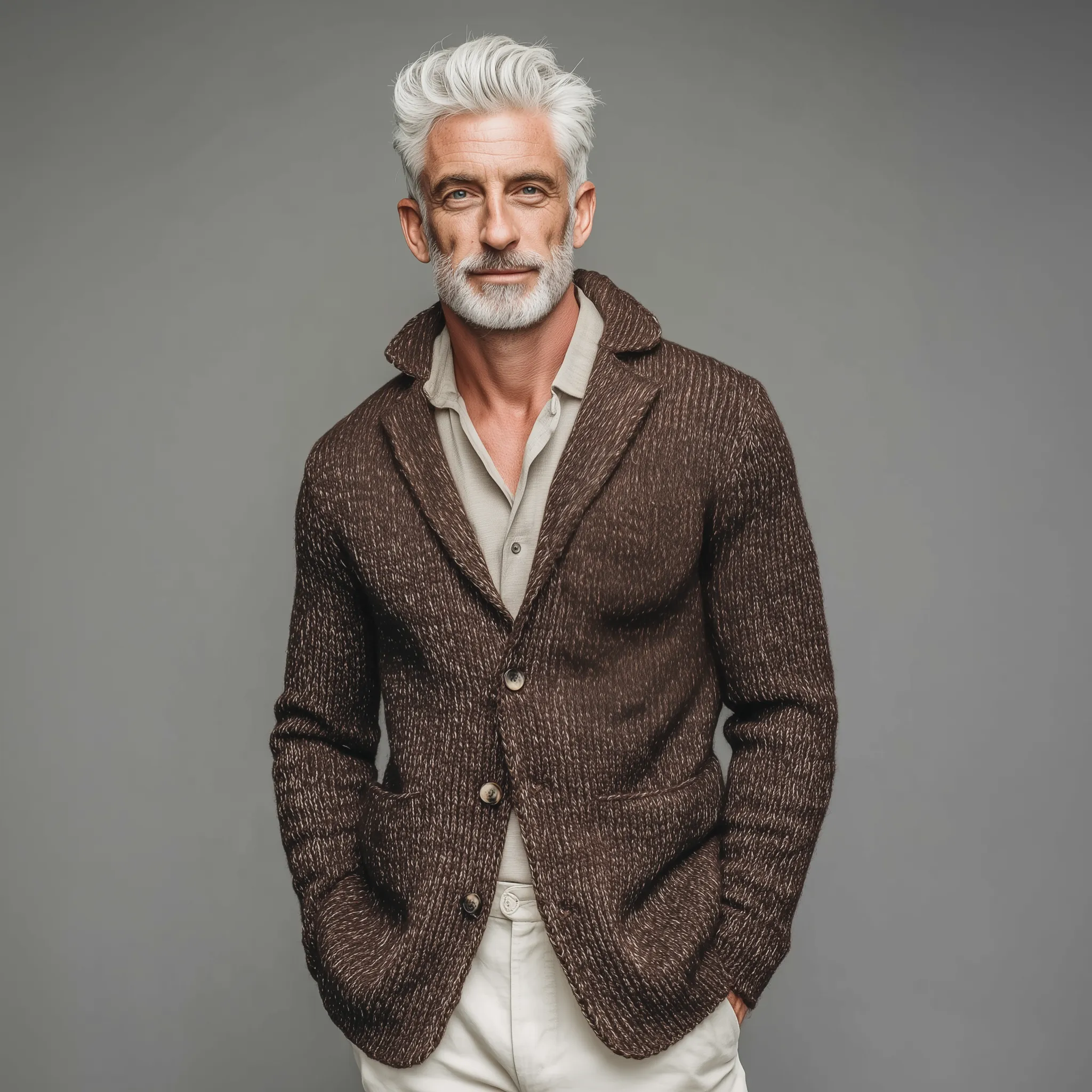 Men's Classic Casual Suit Collar Single-Breasted Slim Fit Knit Cardigan MTA3057J2K sold by Manly product image thumbnail 2