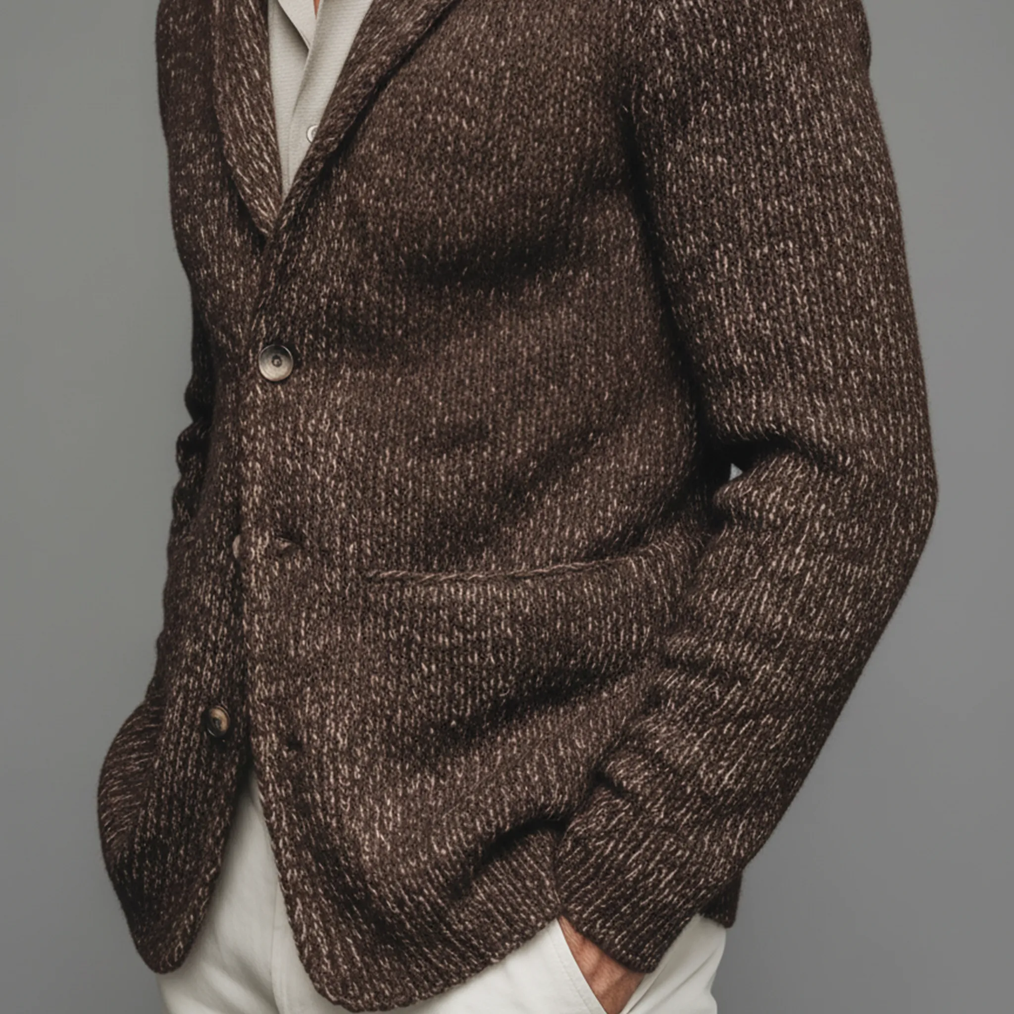 Men's Classic Casual Suit Collar Single-Breasted Slim Fit Knit Cardigan MTA3057J2K sold by Manly product image thumbnail 5