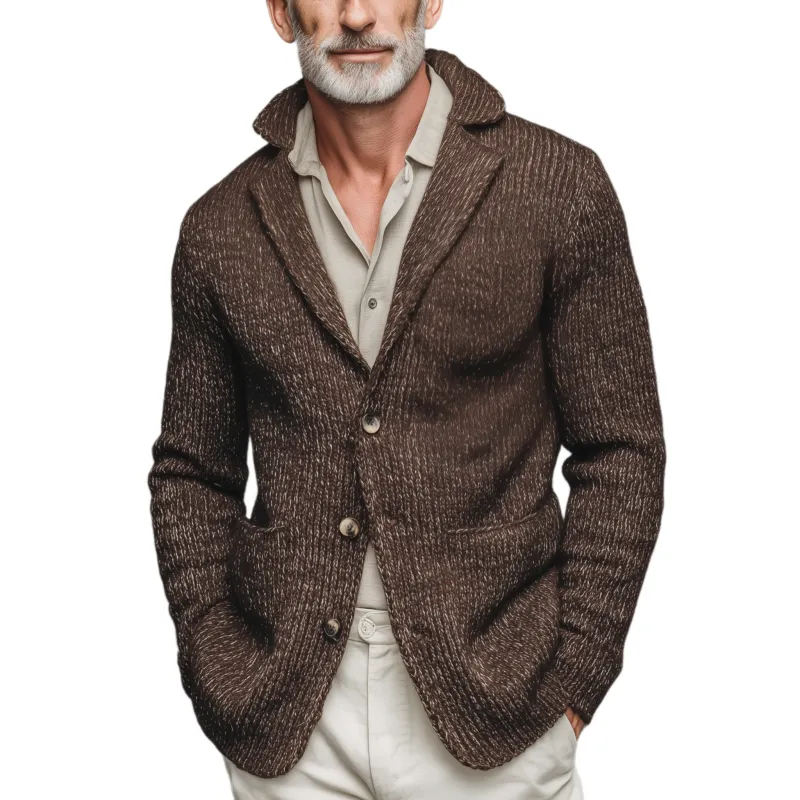 Men's Classic Casual Suit Collar Single-Breasted Slim Fit Knit Cardigan MTA3057J2K sold by Manly