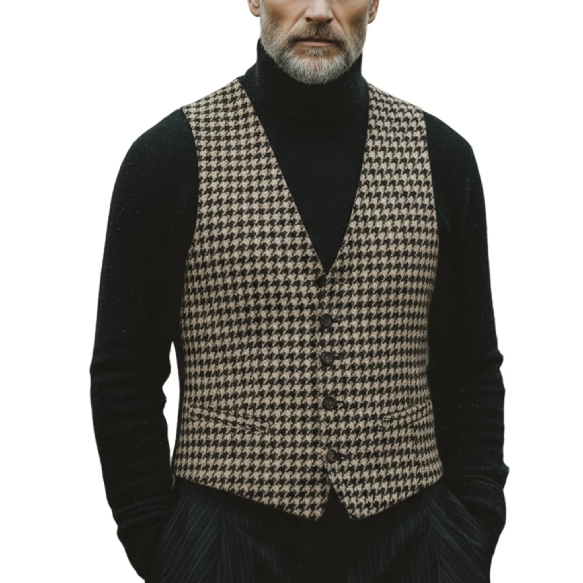 Men's Classic Business And Casual Faux Houndstooth Vest MTA3000J9K sold by Manly