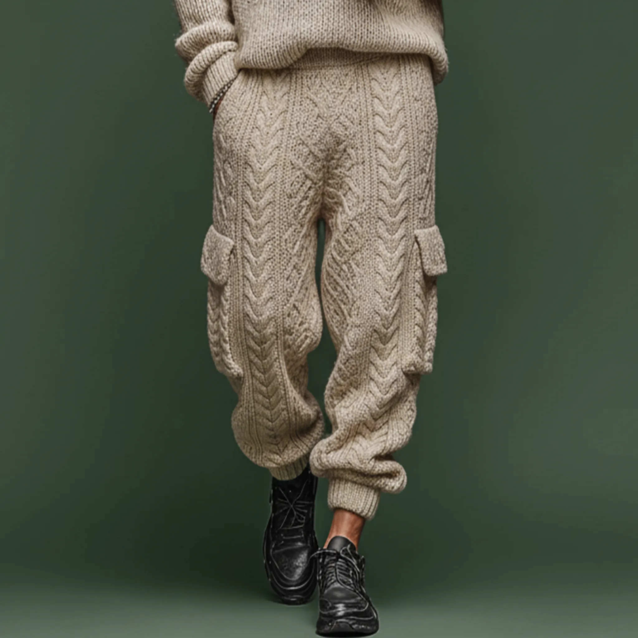 Men's Classic Jacquard Knit Elastic Waist Casual Pants MTA3082J8K sold by Manly product image thumbnail 2