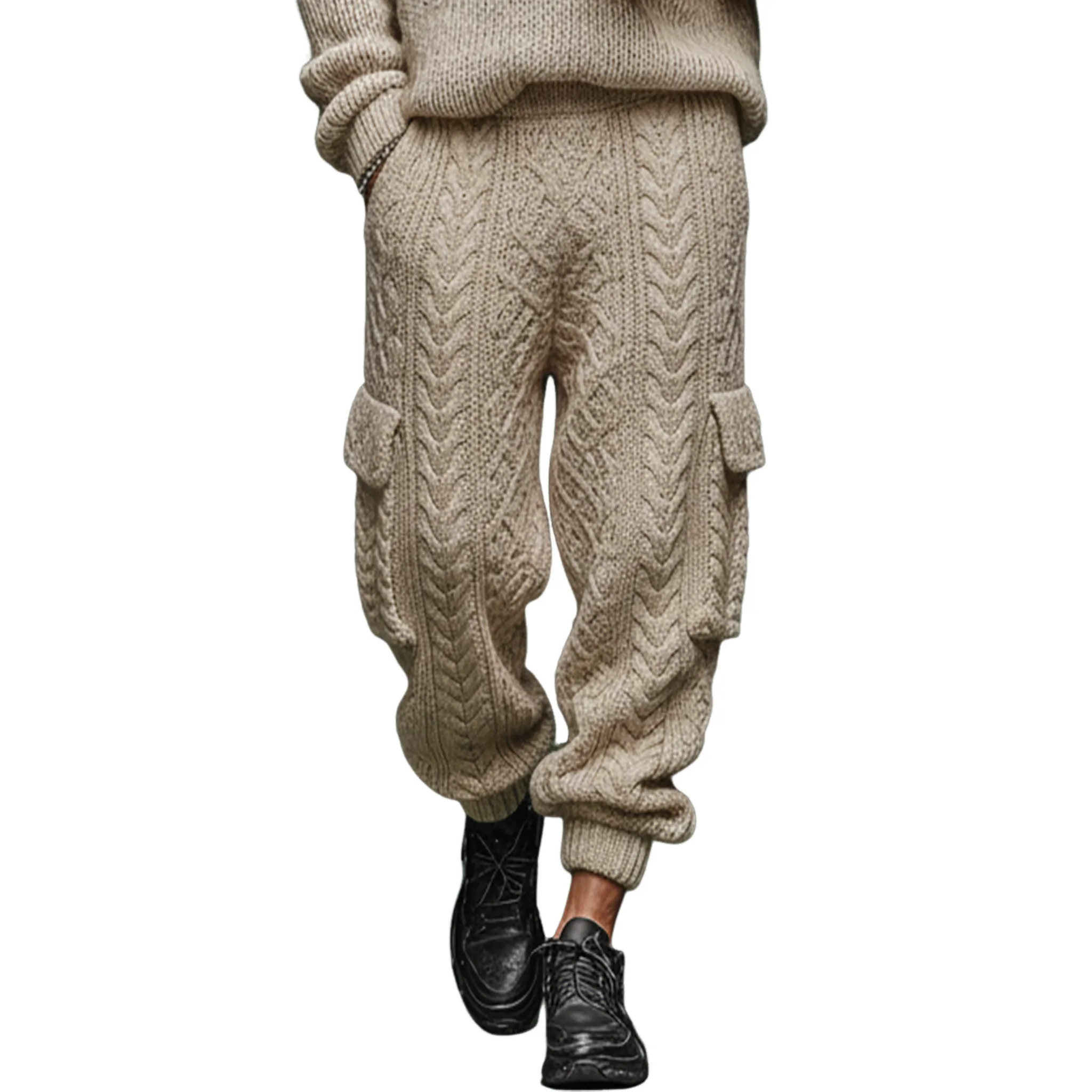 Men's Classic Jacquard Knit Elastic Waist Casual Pants MTA3082J8K sold by Manly