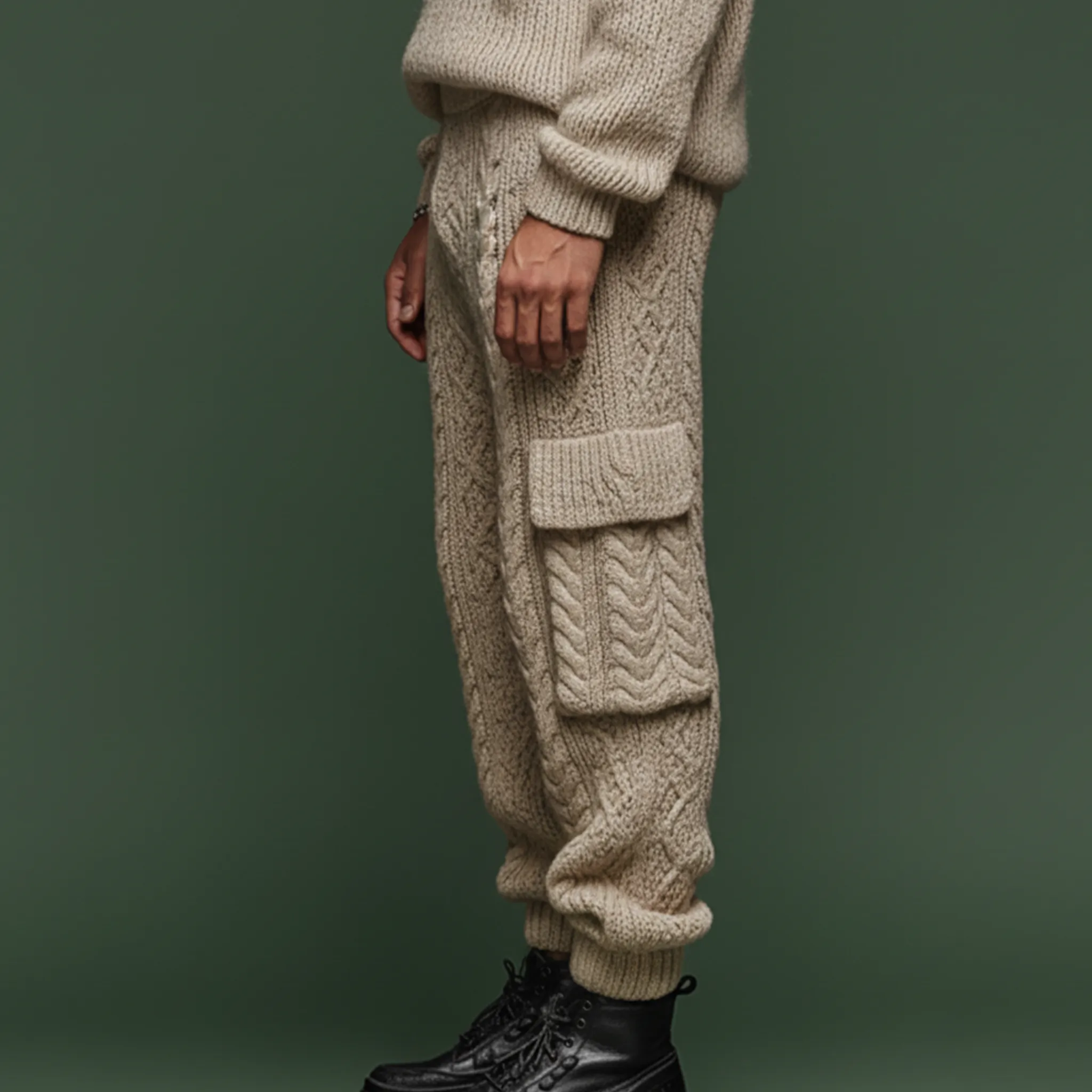 Men's Classic Jacquard Knit Elastic Waist Casual Pants MTA3082J8K sold by Manly product image thumbnail 4