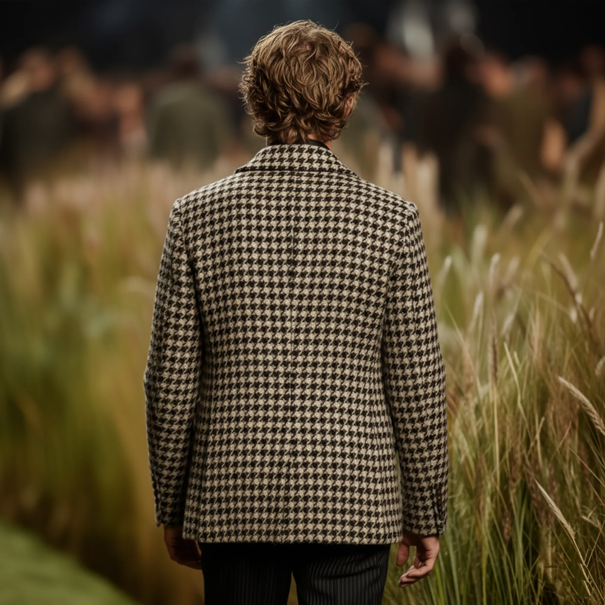 Men's Classic Business Casual Faux Houndstooth Wool Single-breasted Coat MTA3040J1K sold by Manly product image thumbnail 4