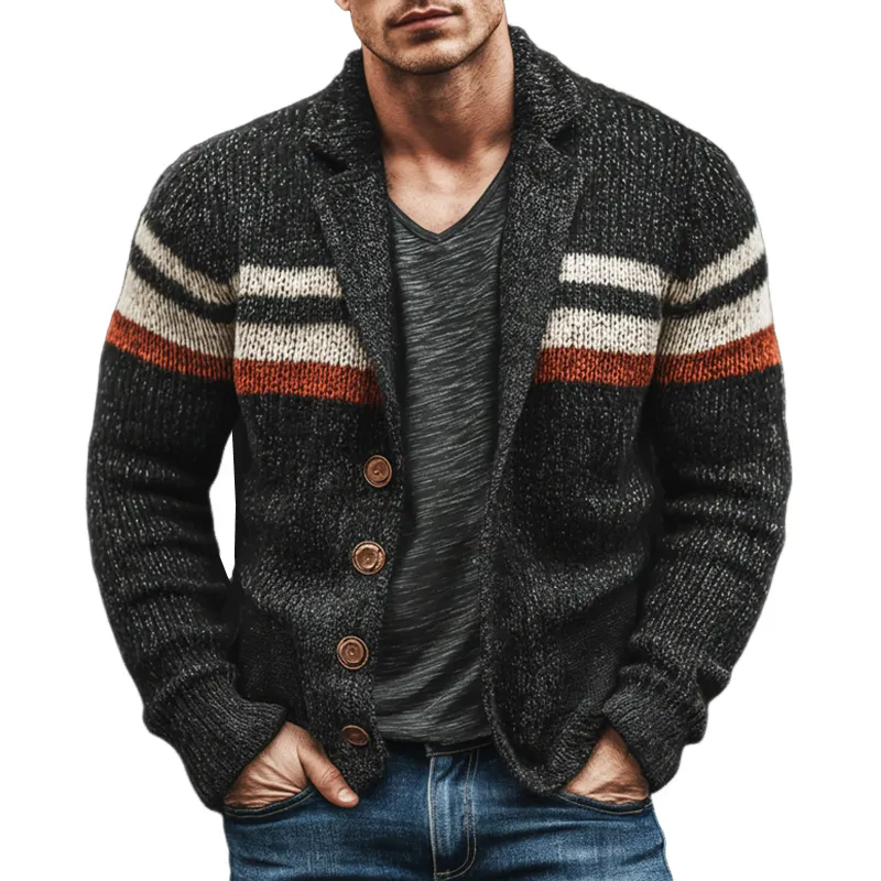 Men's Classic Color-blocked Button-down Knit Cardigan MTA3004J9U sold by Manly