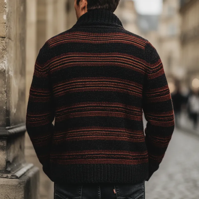 Men's Classic Color-blocked Striped Button-down Knit Cardigan MTA2965J8U sold by Manly product image thumbnail 4