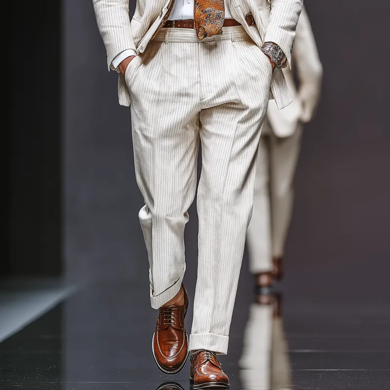 Men's Classic Cotton Blend Business Vertical Stripe Suit Pants MTA3033J1U sold by Manly product image thumbnail 2