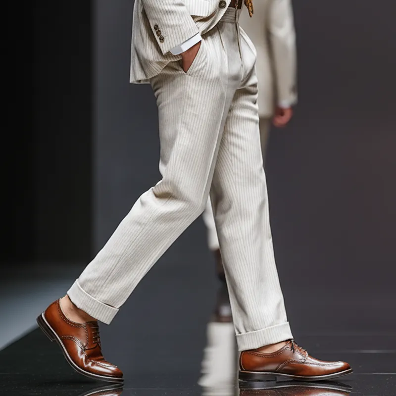 Men's Classic Cotton Blend Business Vertical Stripe Suit Pants MTA3033J1U sold by Manly product image thumbnail 3