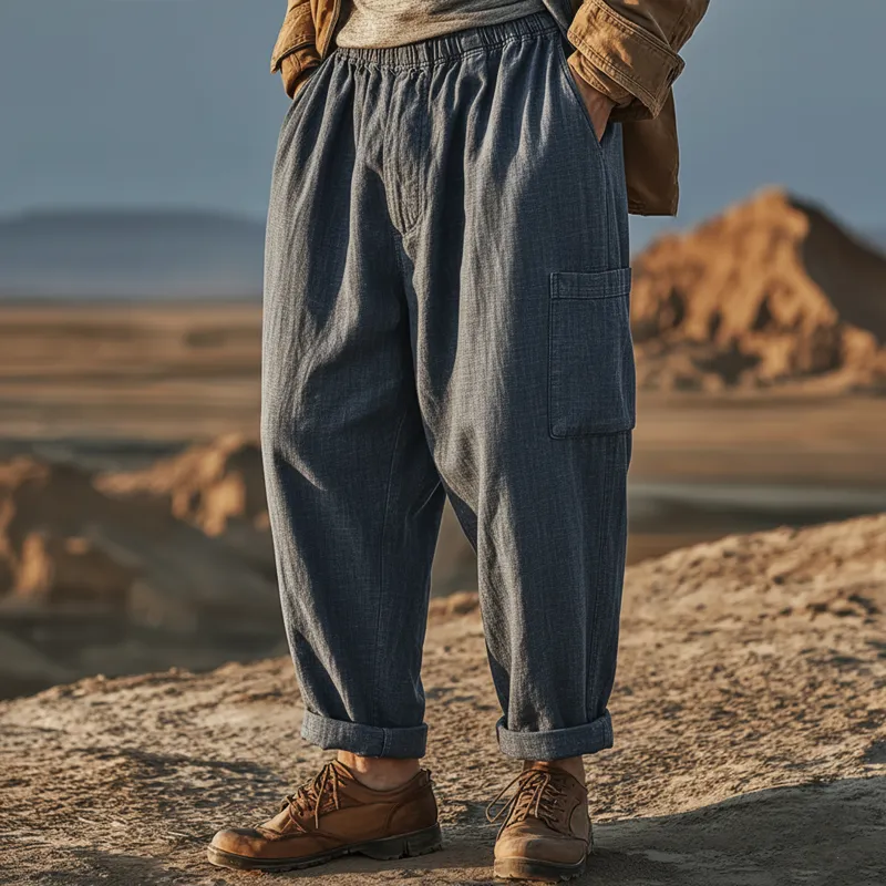 Men's Classic Loose-fitting Casual Cotton And Linen Pants MTA3015J1U sold by Manly product image thumbnail 2