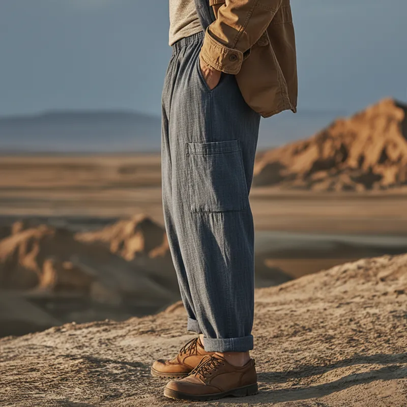 Men's Classic Loose-fitting Casual Cotton And Linen Pants MTA3015J1U sold by Manly product image thumbnail 3