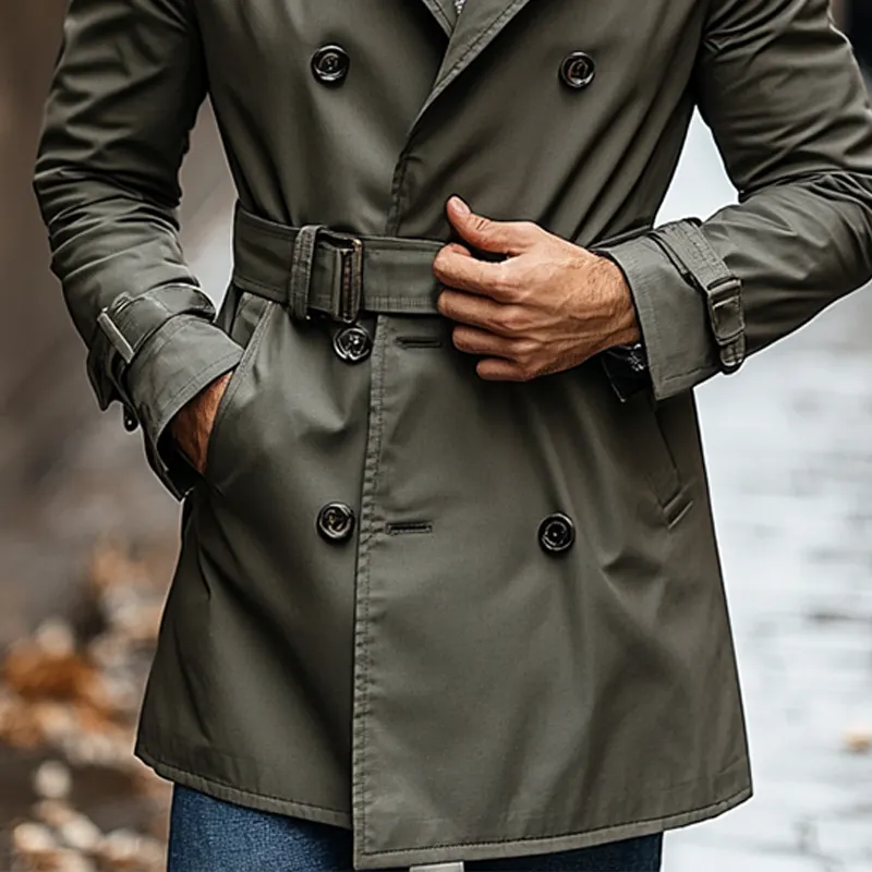 Men's Casual Double-Breasted Mid-Length Trench Coat MTA3056J6X sold by Manly product image thumbnail 4