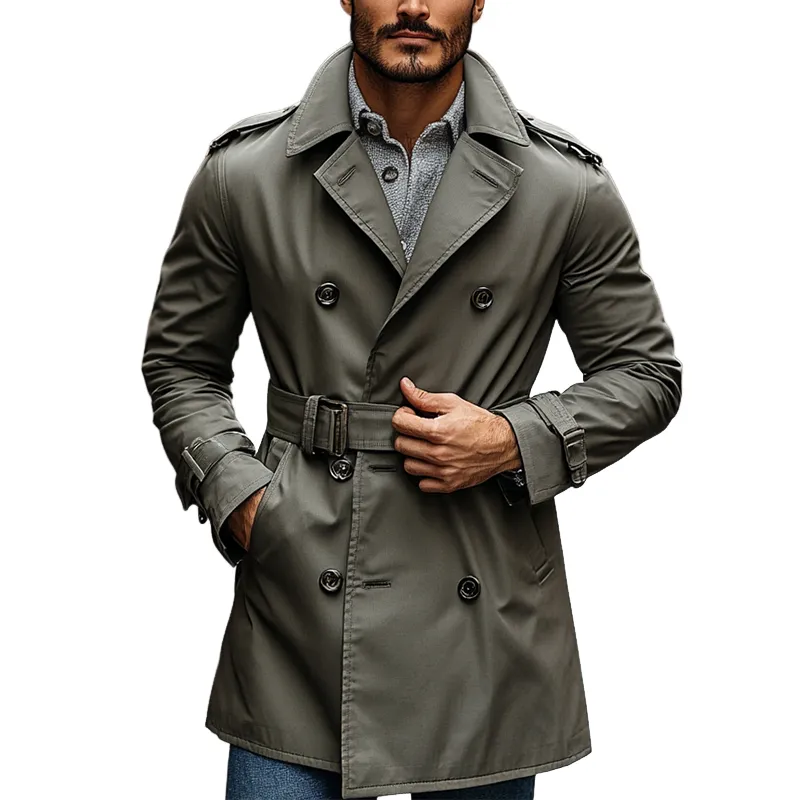 Men's Casual Double-Breasted Mid-Length Trench Coat MTA3056J6X sold by Manly