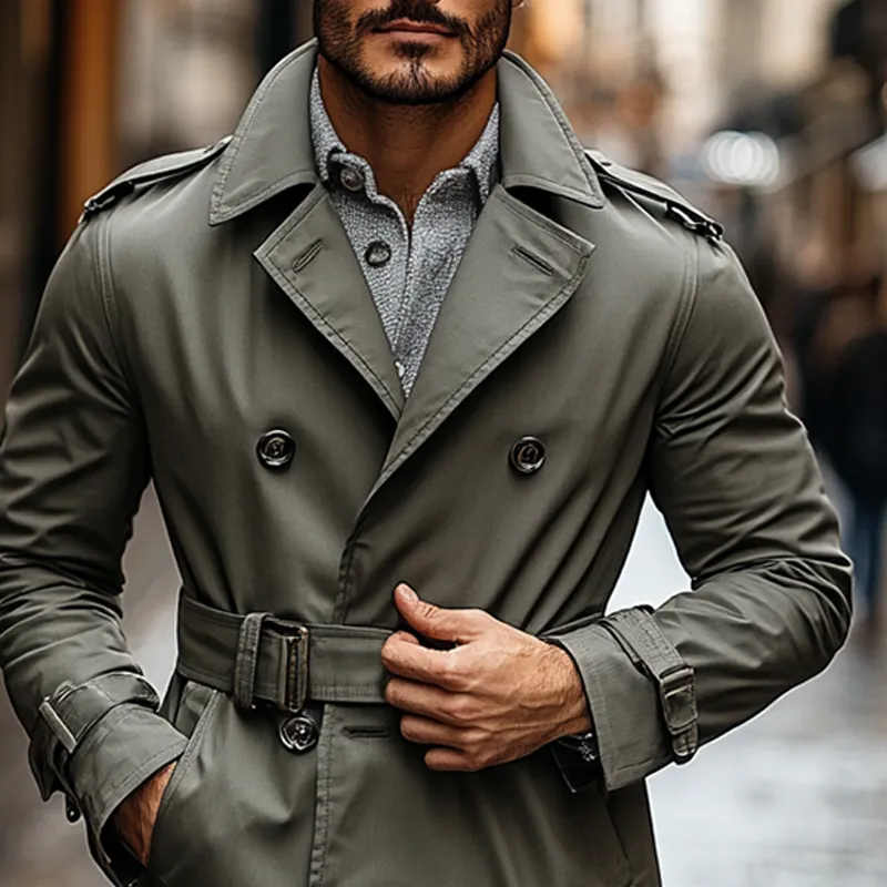 Men's Casual Double-Breasted Mid-Length Trench Coat MTA3056J6X sold by Manly product image thumbnail 3