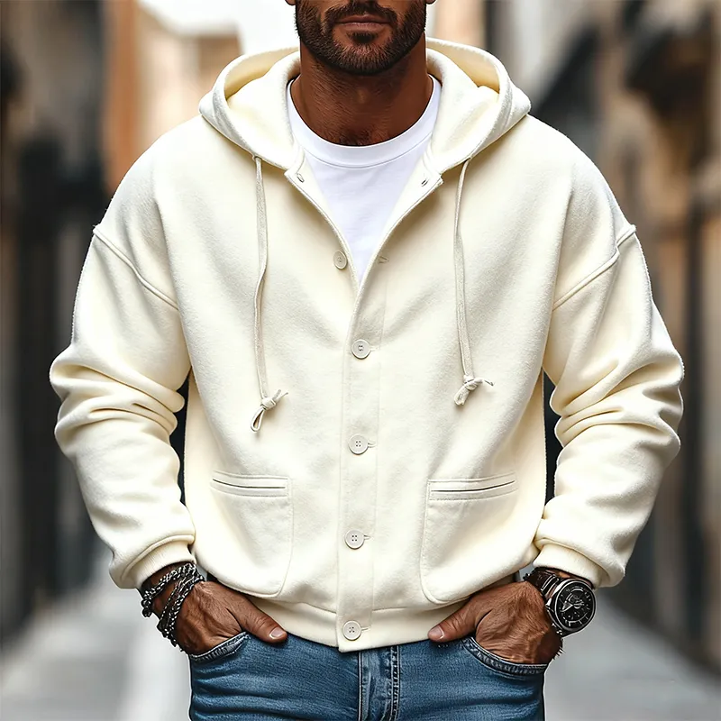 Men's Blended Multi-pocket Button-down Hooded Jacket MTA2991J2X sold by Manly product image thumbnail 3