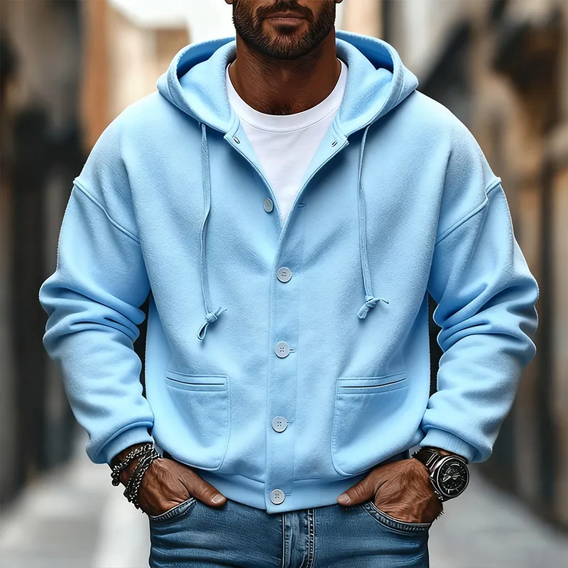 Men's Blended Multi-pocket Button-down Hooded Jacket MTA2991J2X sold by Manly product image thumbnail 2