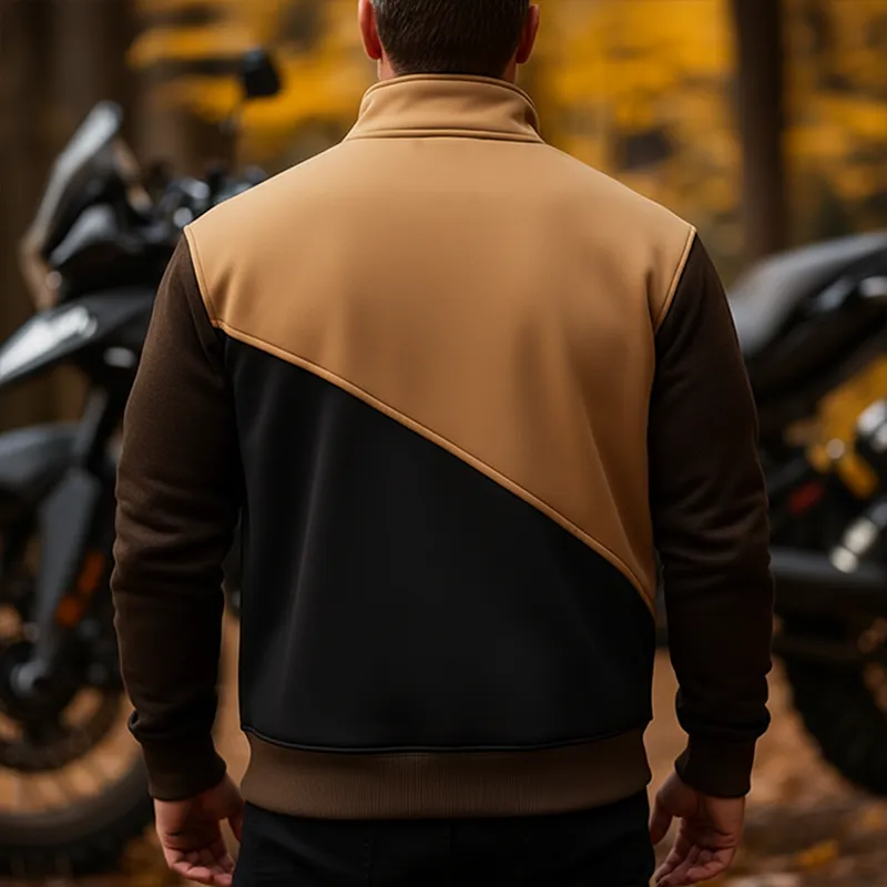 Men's Winter Retro Color-block Patchwork Half-zip Warm Sweatshirt MTA2917J8P sold by Manly product image thumbnail 3