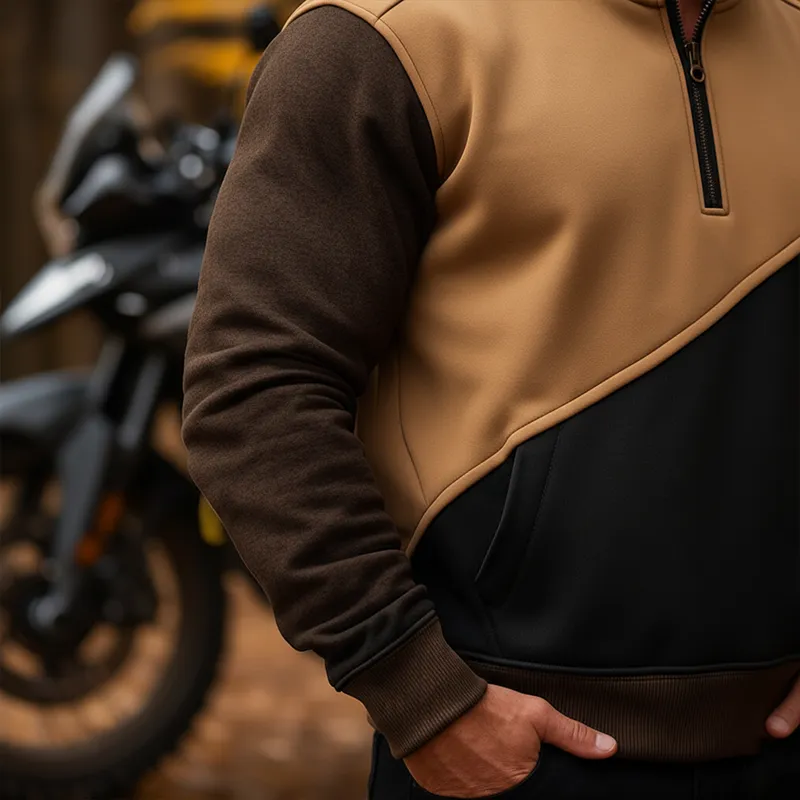 Men's Winter Retro Color-block Patchwork Half-zip Warm Sweatshirt MTA2917J8P sold by Manly product image thumbnail 5