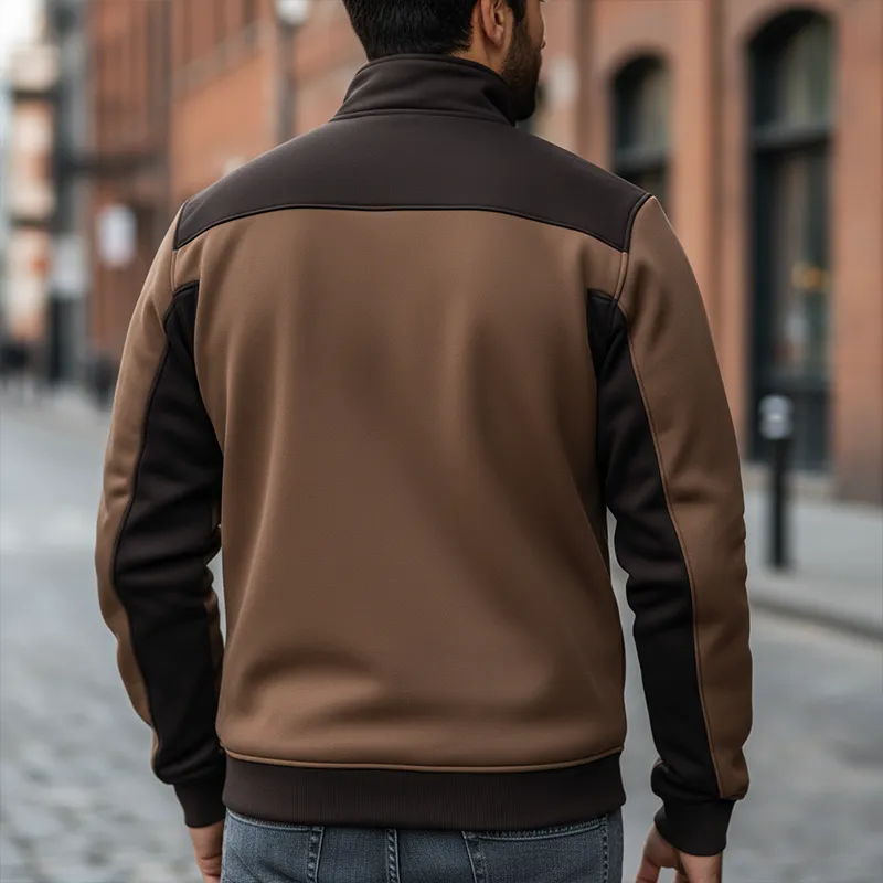 Men's Winter Retro Cotton Blend Patchwork Stand Collar Zipper Jacket MTA2998J0P sold by Manly product image thumbnail 3