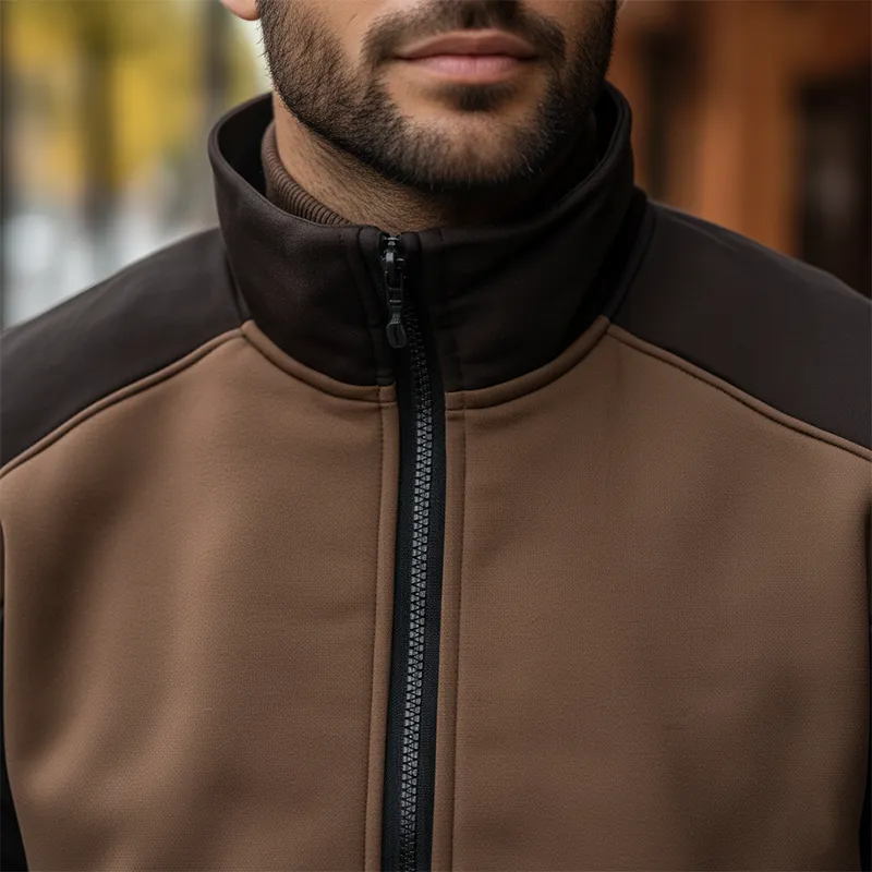 Men's Winter Retro Cotton Blend Patchwork Stand Collar Zipper Jacket MTA2998J0P sold by Manly product image thumbnail 4