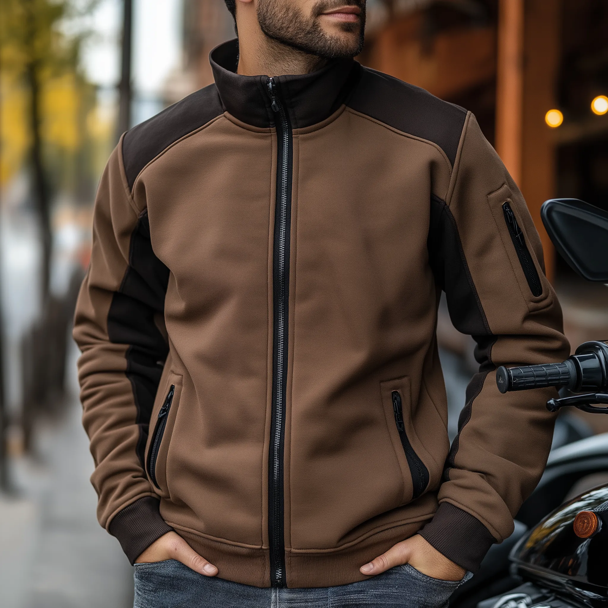 Men's Winter Retro Cotton Blend Patchwork Stand Collar Zipper Jacket MTA2998J0P sold by Manly product image thumbnail 2