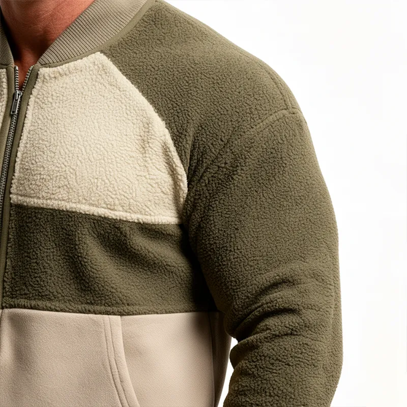 Men's Winter Retro Fleece Patchwork Half-Zip Sweatshirt MTA2990J7P sold by Manly product image thumbnail 5