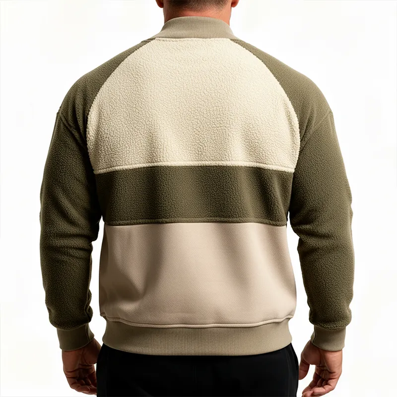 Men's Winter Retro Fleece Patchwork Half-Zip Sweatshirt MTA2990J7P sold by Manly product image thumbnail 3