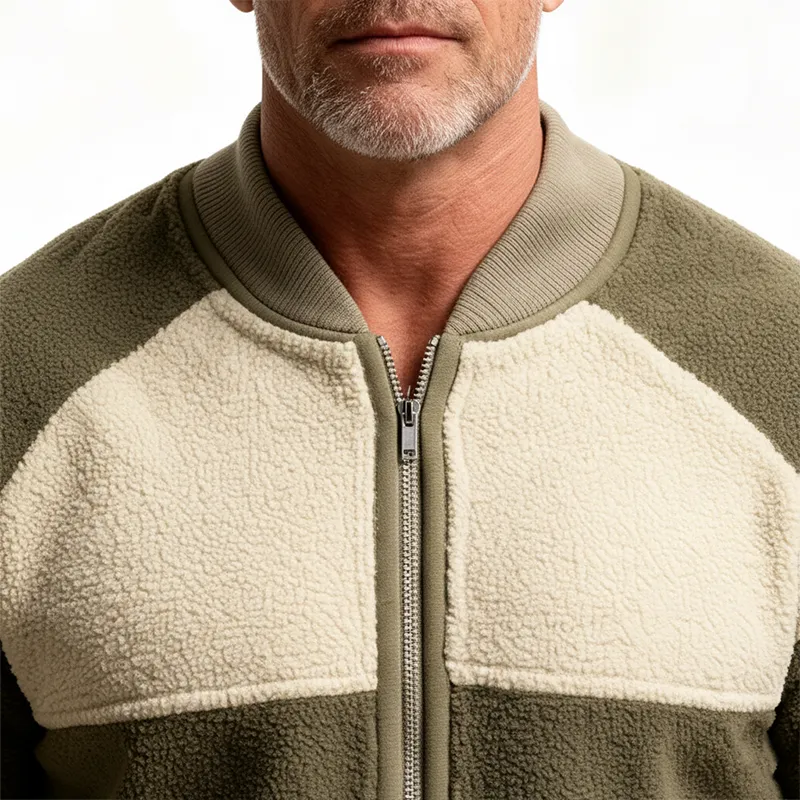 Men's Winter Retro Fleece Patchwork Half-Zip Sweatshirt MTA2990J7P sold by Manly product image thumbnail 4