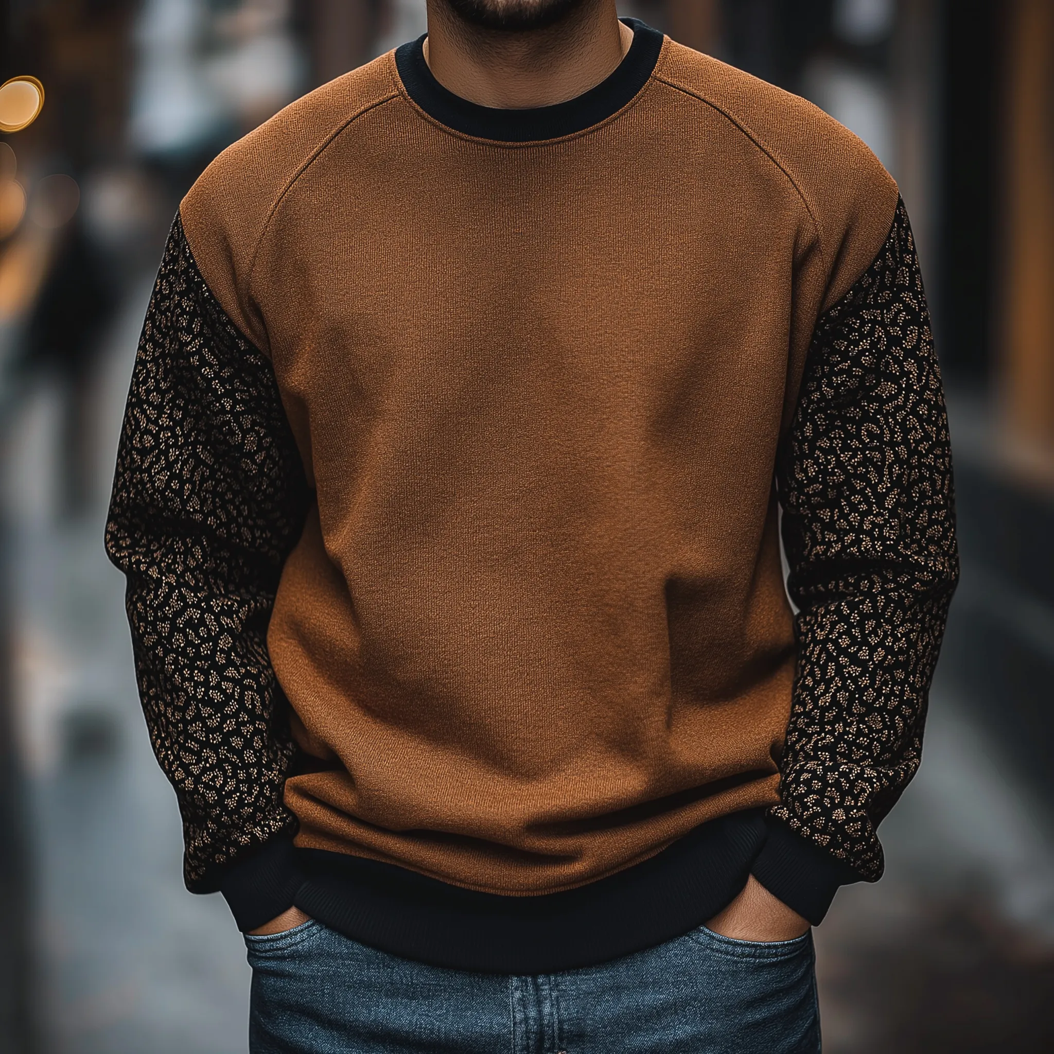 Men's Winter Retro Print Cotton Blend Crew Neck Sweatshirt MTA3075J3P sold by Manly product image thumbnail 2