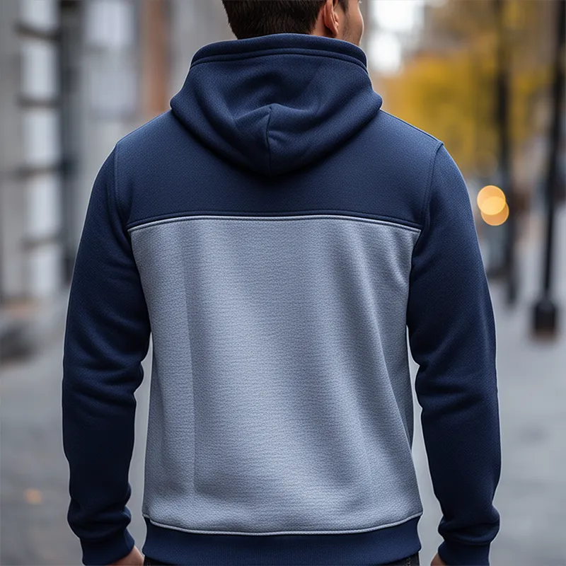 Men's Winter Retro Color Block Cotton Blend Hooded Sweatshirt MTA3071J1P sold by Manly product image thumbnail 3