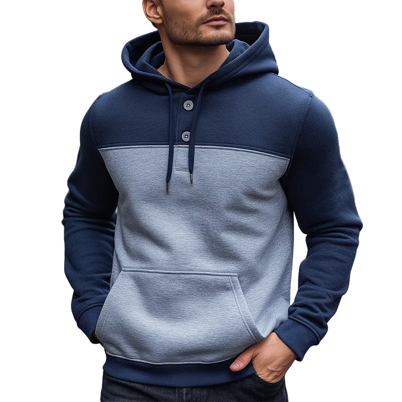 Men's Winter Retro Color Block Cotton Blend Hooded Sweatshirt MTA3071J1P sold by Manly