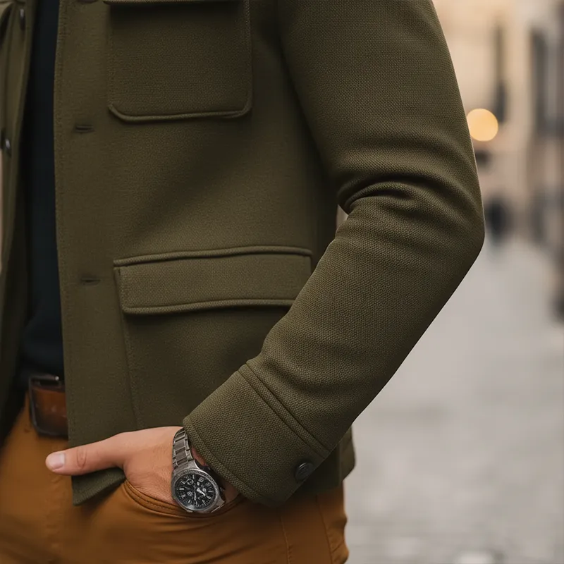 Men's Winter Retro Solid Color Faux Wool Short Coat MTA3046J8P sold by Manly product image thumbnail 4