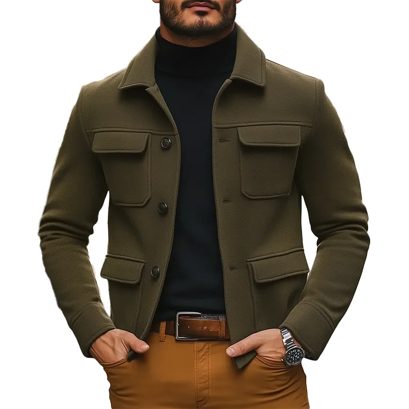 Men's Winter Retro Solid Color Faux Wool Short Coat MTA3046J8P sold by Manly