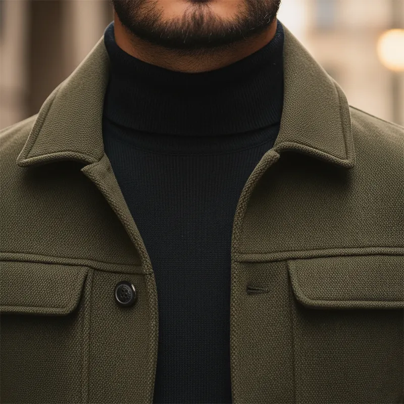 Men's Winter Retro Solid Color Faux Wool Short Coat MTA3046J8P sold by Manly product image thumbnail 3