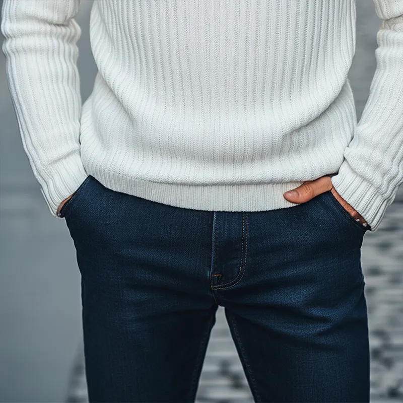 Men's Winter Retro Color Block Cotton Yarn Knit Crew Neck Sweater MTA2946J2P sold by Manly product image thumbnail 5