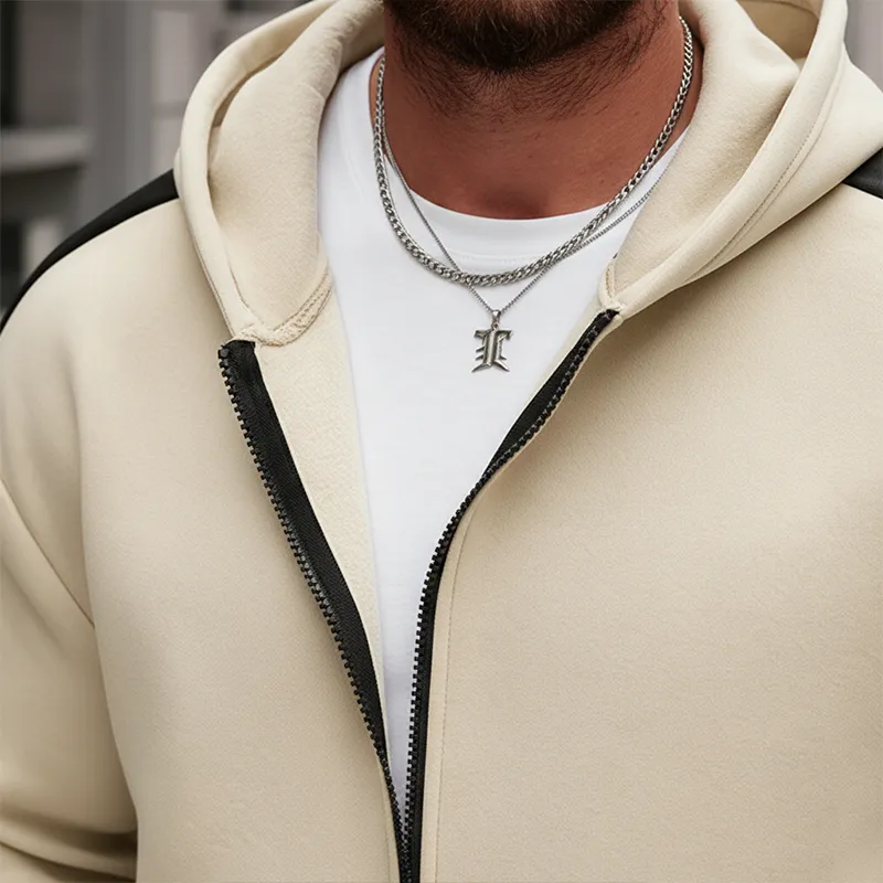 Men's Winter Retro Color-blocked Cotton Blend Hooded Cardigan MTA3056J0P sold by Manly product image thumbnail 3