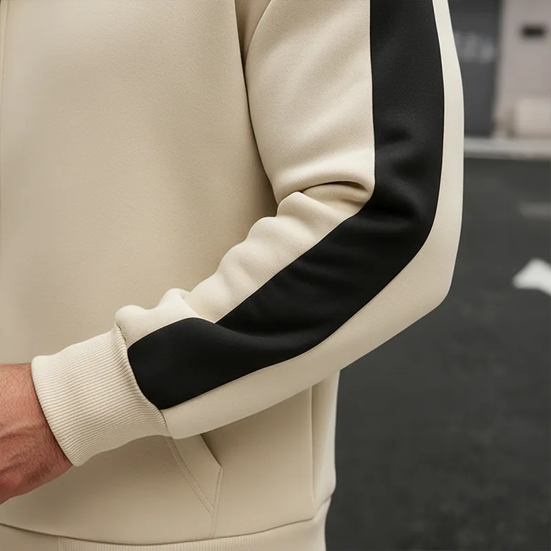 Men's Winter Retro Color-blocked Cotton Blend Hooded Cardigan MTA3056J0P sold by Manly product image thumbnail 4