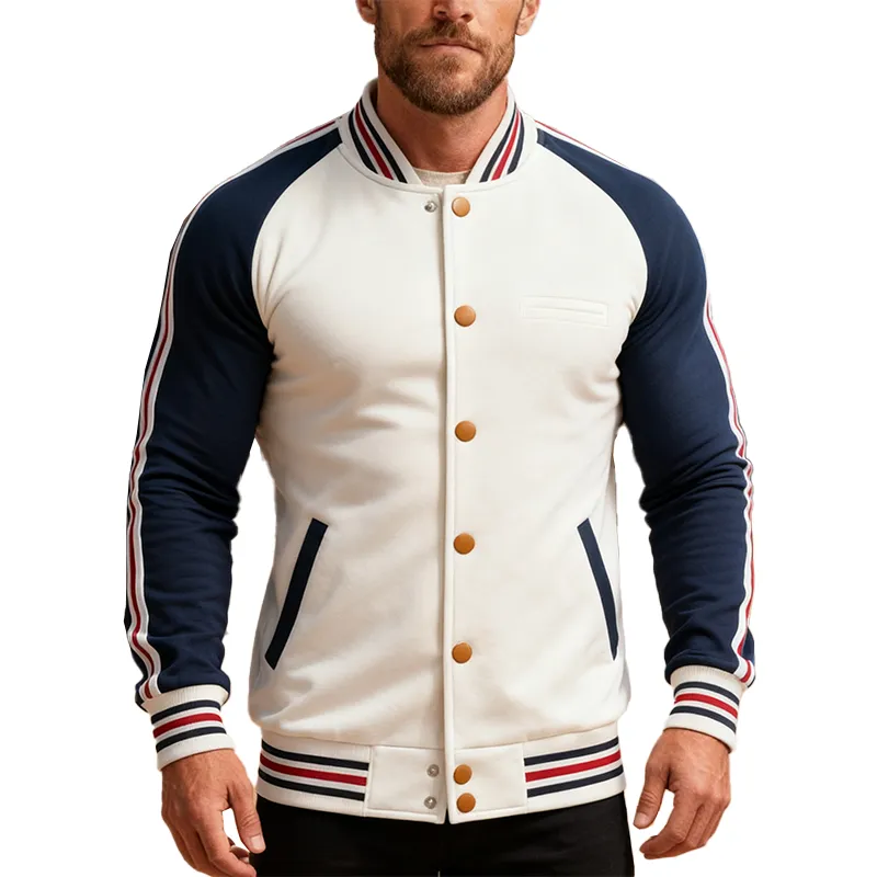 Men's Winter Retro Color Block Cotton Blend Baseball Jacket MTA2716J2P sold by Manly