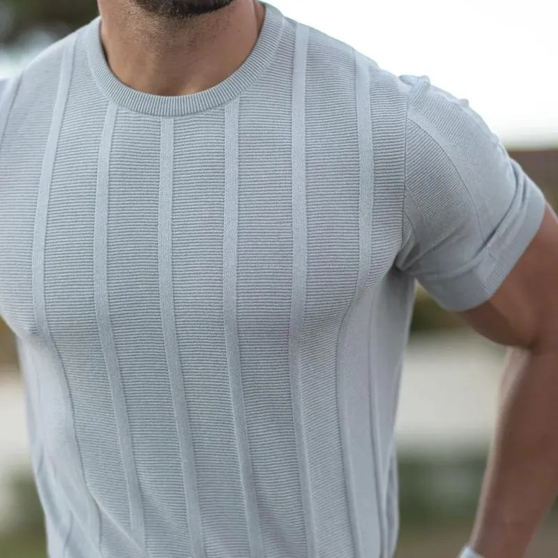 Men's Solid Striped Round Neck Knit Top 38520651Z sold by Manly product image thumbnail 5