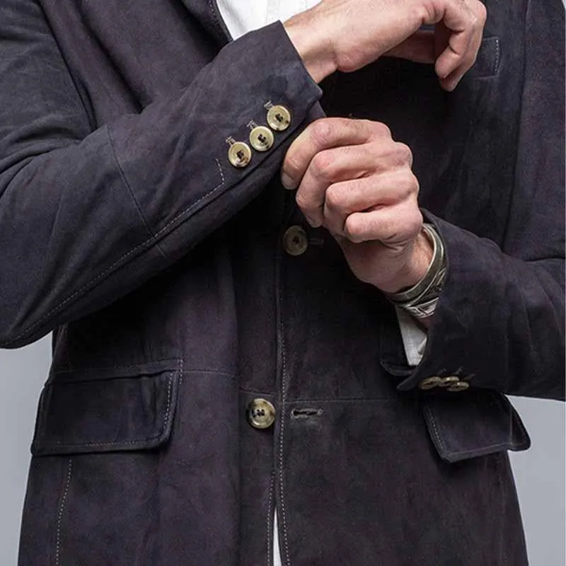 Men's Solid Lapel Suede Blazer 95284392X sold by Manly product image thumbnail 3