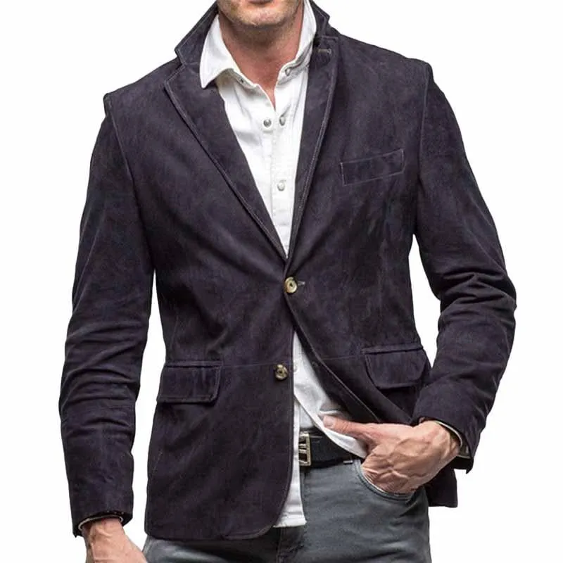 Men's Solid Lapel Suede Blazer 95284392X sold by Manly