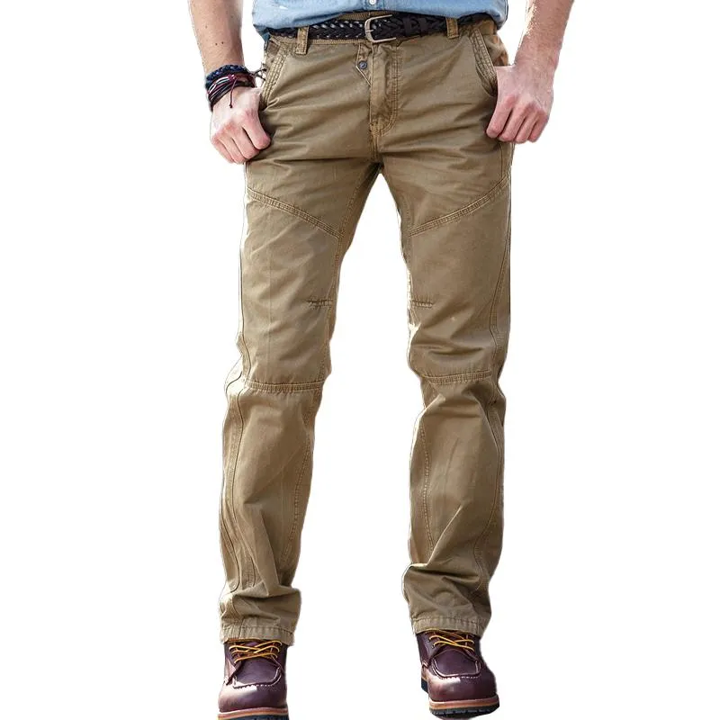 Men's Solid Loose Straight Stitching Cotton Cargo Pants 80913049Z sold by Manly