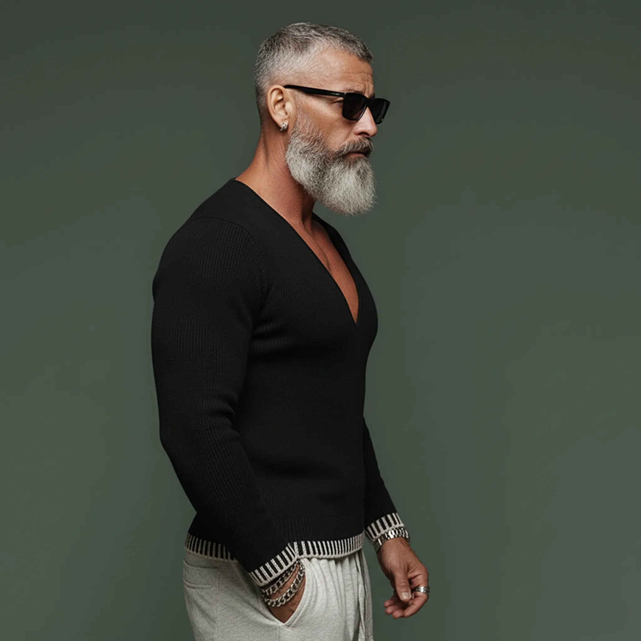 Men's Fashionable And Unique Deep V-neck Slim Fit Sweater MTA2922J7K sold by Manly product image thumbnail 5