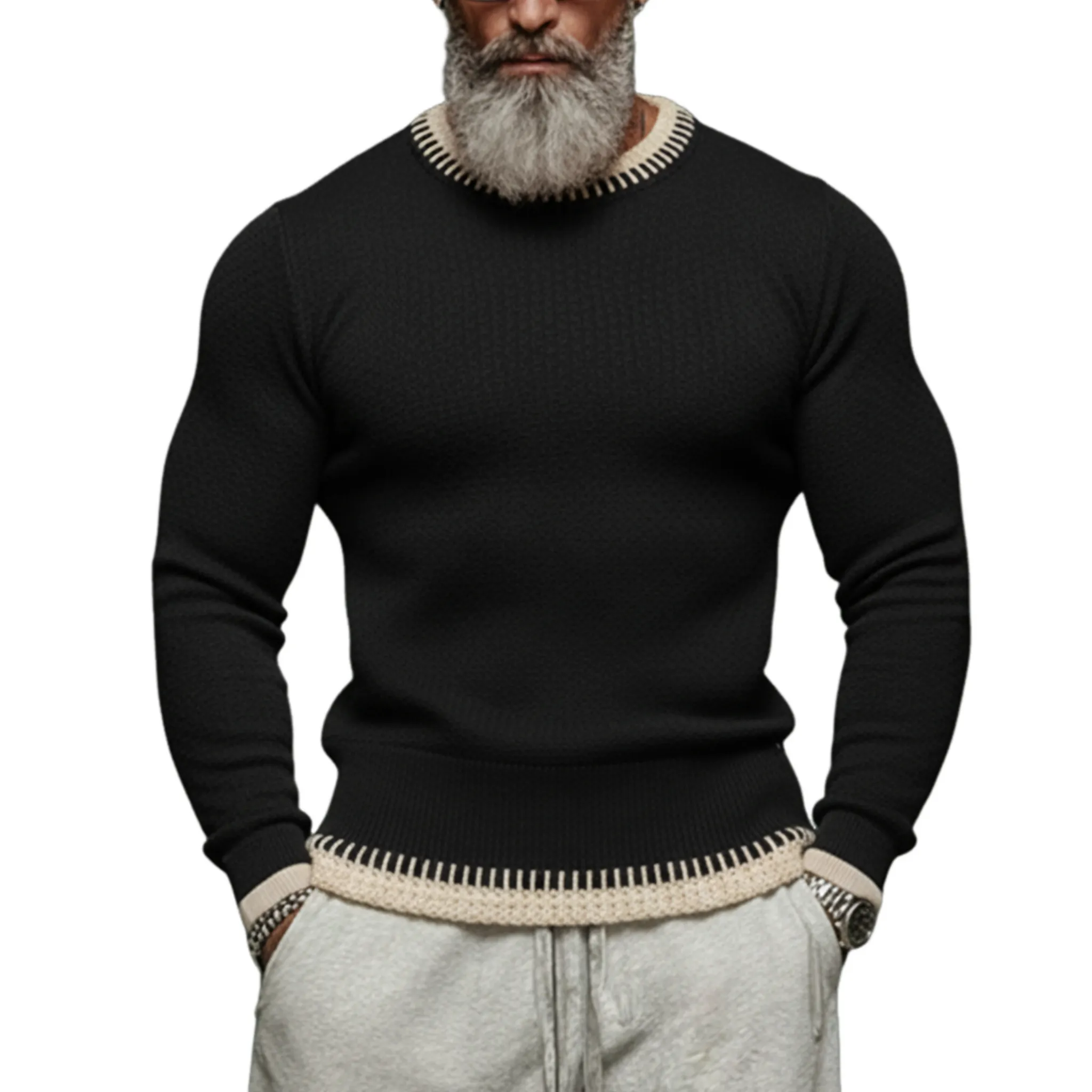 Men's Fashionable And Unique Crew Neck Slim Fit Sweater MTA2940J4K sold by Manly