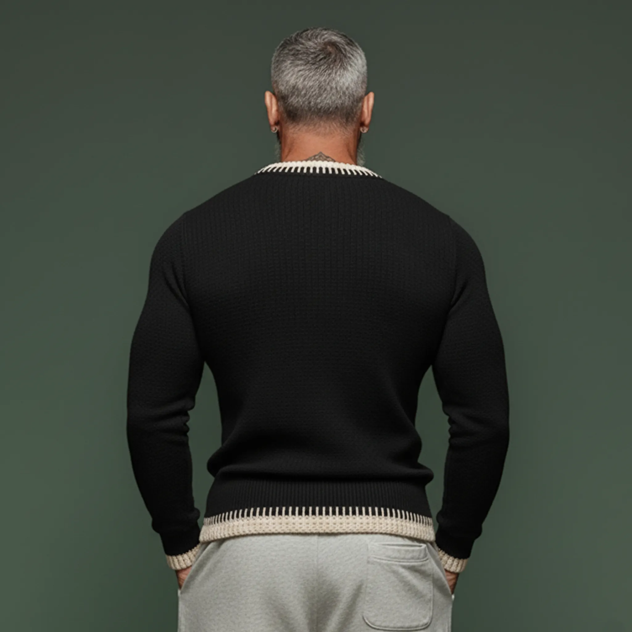 Men's Fashionable And Unique Crew Neck Slim Fit Sweater MTA2940J4K sold by Manly product image thumbnail 5